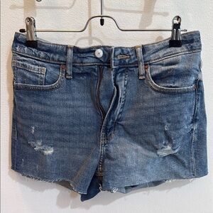 Blue Denim Distressed Shorts